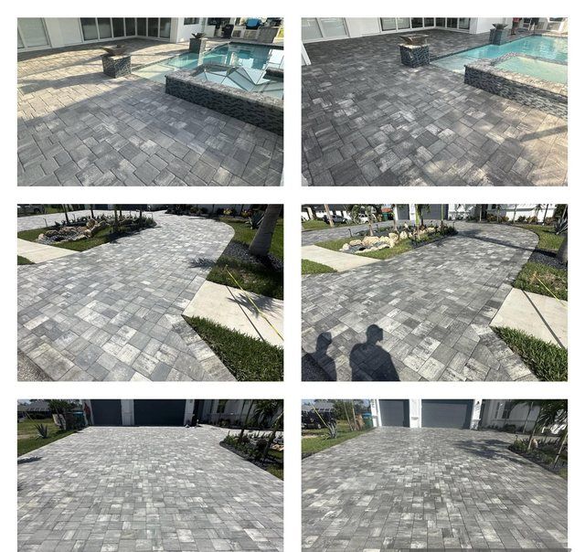 Driveway and walkway cleaned, sanded and sealed in Cape Coral, FL