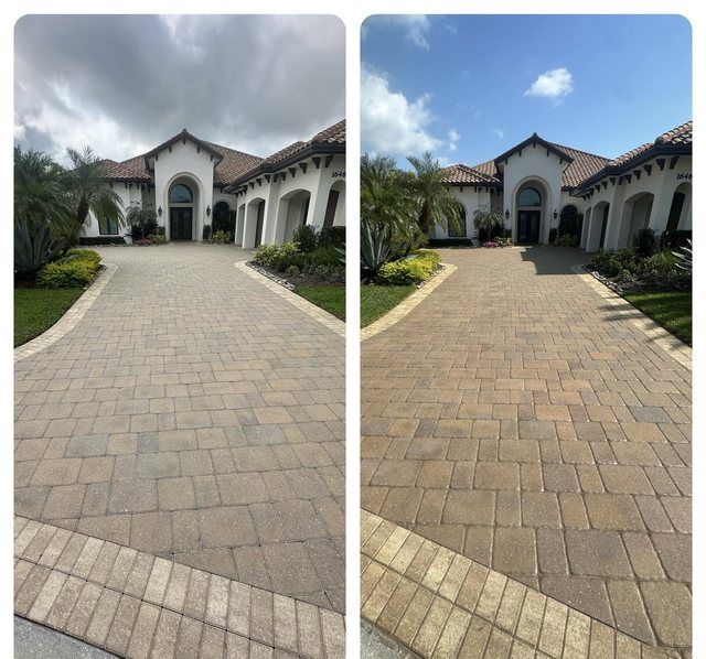 Paver driveway restored in Naples, FL