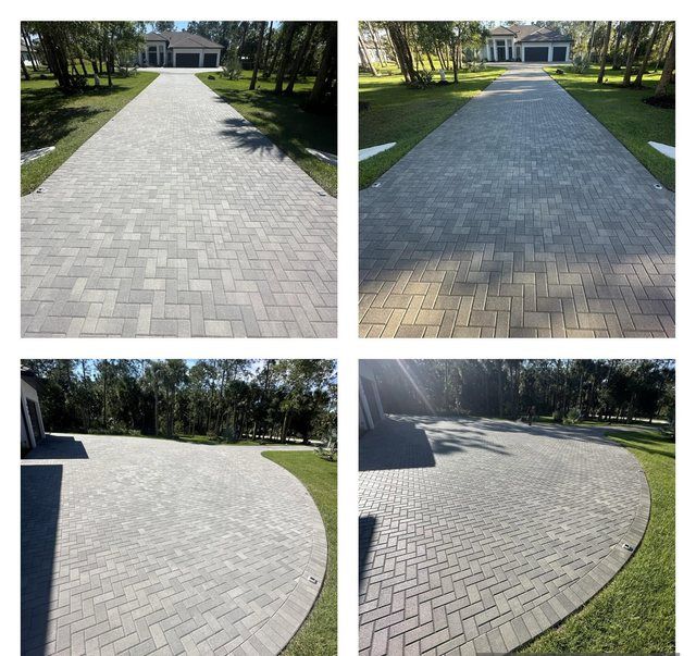 Large driveway cleaned, sanded and sealed in Naples, FL